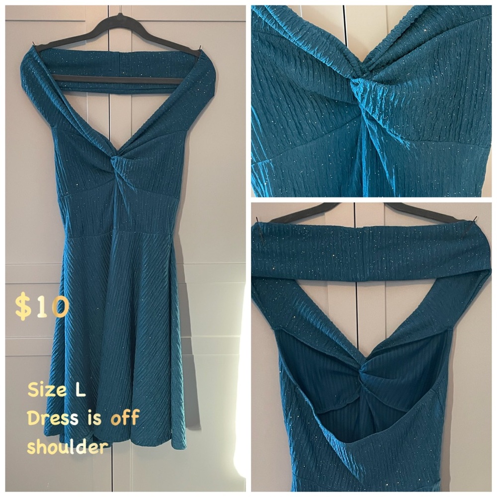 Elegant Blue Off-Shoulder Dress